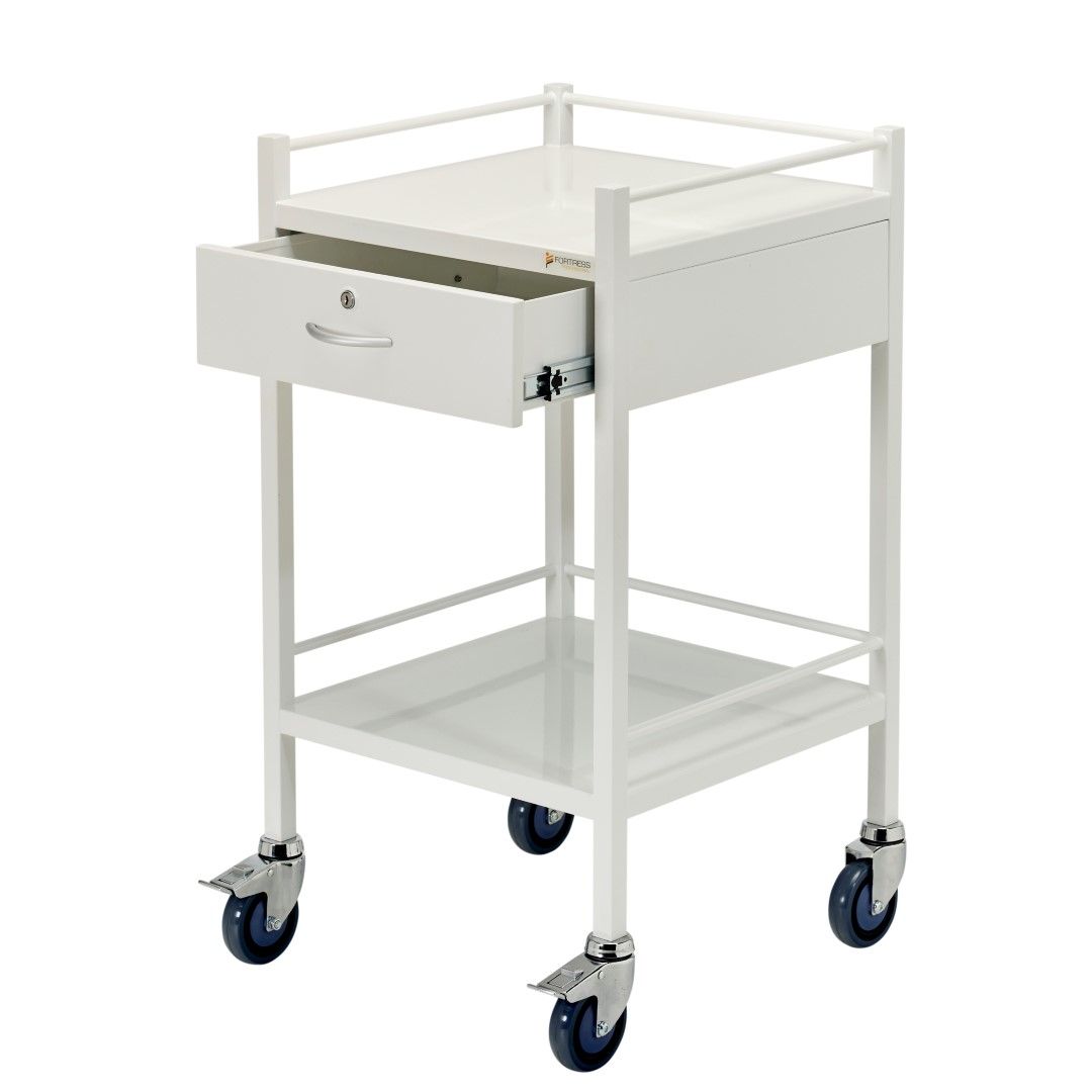 FORTRESS POWDER COATED SERIES INSTRUMENT TROLLEY / 1 DRAWER / 490X490X900MM photo