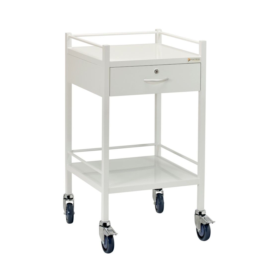 FORTRESS POWDER COATED SERIES INSTRUMENT TROLLEY / 1 DRAWER / 490X490X900MM photo