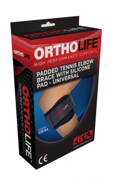 ORTHOLIFE PADDED TENNIS ELBOW BRACE WITH SILICONE PAD / BLACK / UNIVERSAL  (D)