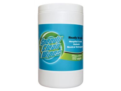 WHITELEY SPEEDY CLEAN DETERGENT WIPES / CANISTER OF 100 / 18CM X 25CM